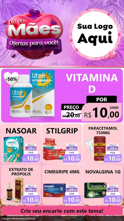 Modelo de Rede Social para Stories com o tema Dia das Mães Ofertas para Você! para Farmácia