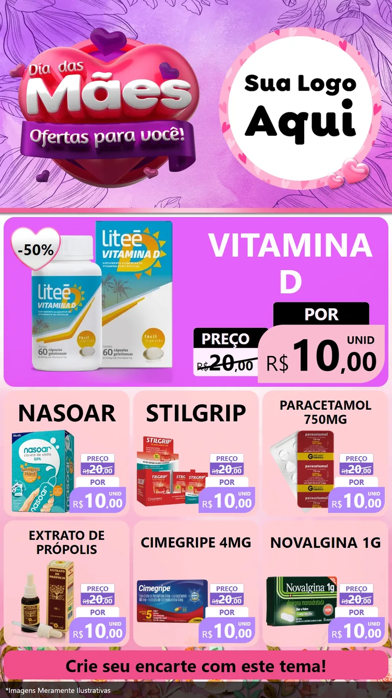Modelo de Rede Social para Stories com o tema Dia das Mães Ofertas para Você! para Farmácia