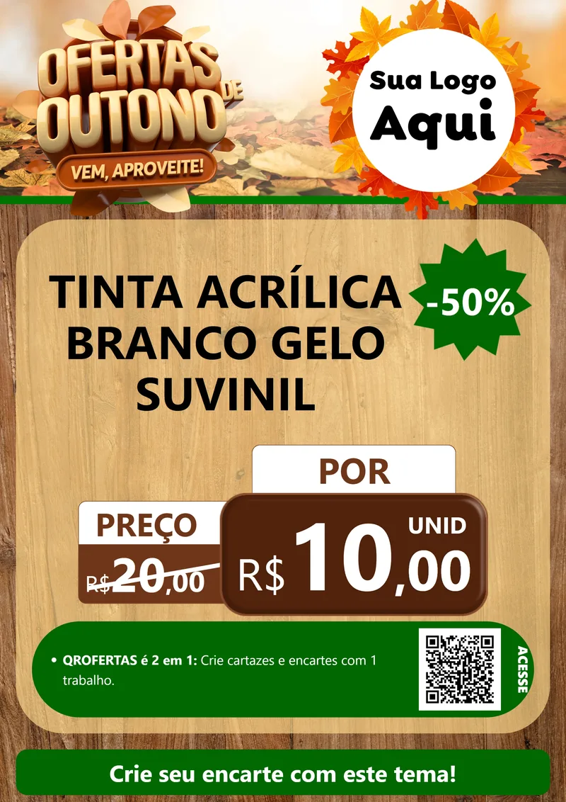 Modelo de Cartaz para Cartaz A4 Vertical com o tema Ofertas de Outono - Vem, Aproveite! para Tintas e Ferramentas