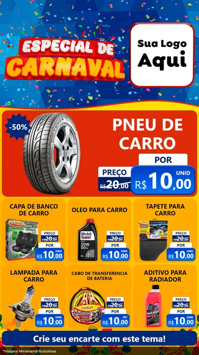 Modelo de Rede Social para Stories com o tema Especial de Carnaval para Auto peças