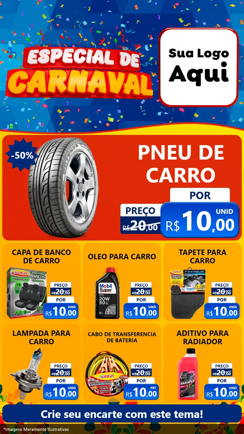 Modelo de Rede Social para Stories com o tema Especial de Carnaval para Auto peças