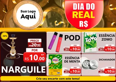 Modelo de Encarte para Encarte A4 Horizontal com o tema Dia do Real para Tabacaria