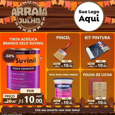 Modelo de Rede Social para Feed Facebook com o tema Arraiá de Julho - Junina para Tintas e Ferramentas