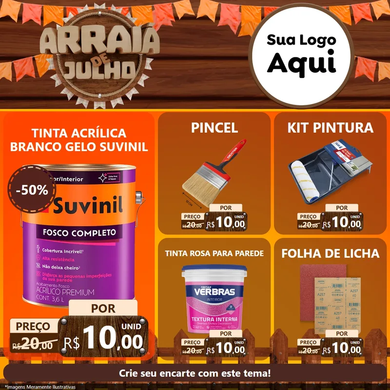 Modelo de Rede Social para Feed Facebook com o tema Arraiá de Julho - Junina para Tintas e Ferramentas
