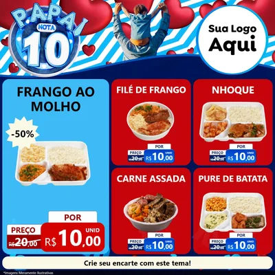 Modelo de Rede Social para Feed Facebook com o tema Papai Nota 10 para Restaurante