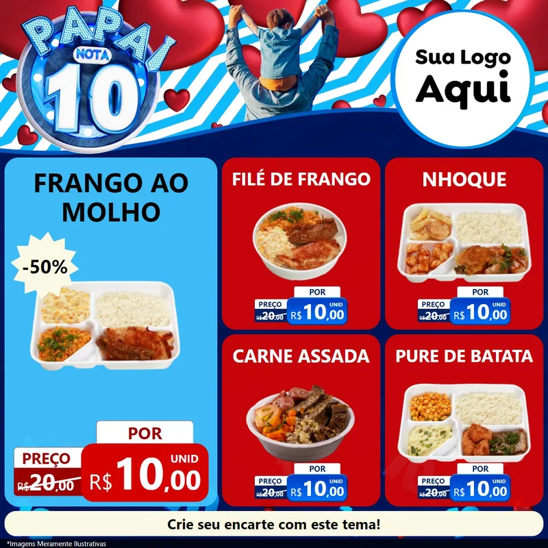 Modelo de Rede Social para Feed Facebook com o tema Papai Nota 10 para Restaurante