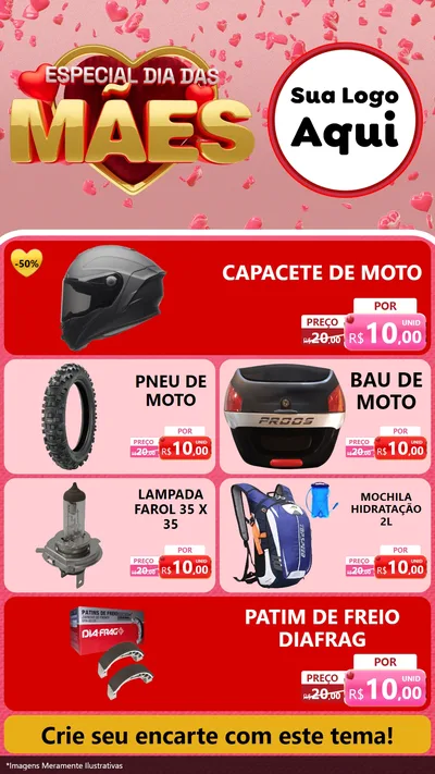 Modelo de TV para TV Vertical com o tema Especial Dia Das Mães para Moto peças