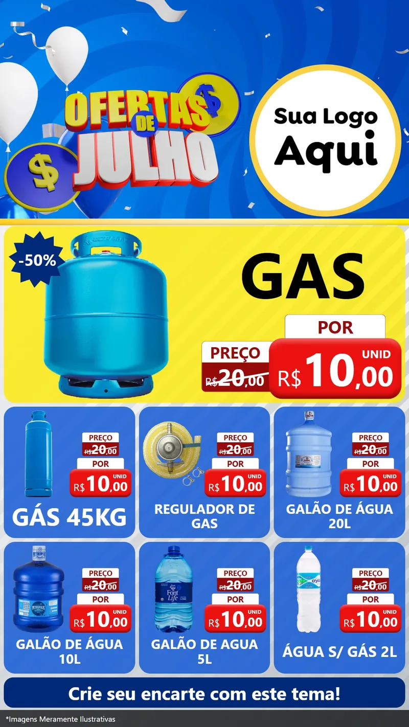 Modelo de Rede Social para Stories com o tema Ofertas de Julho para Água e gás