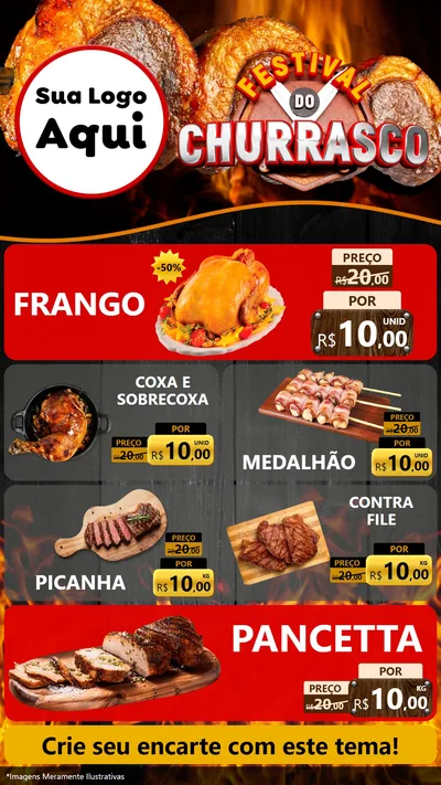 Modelo de TV para TV Vertical com o tema Festival do Churrasco para Assados