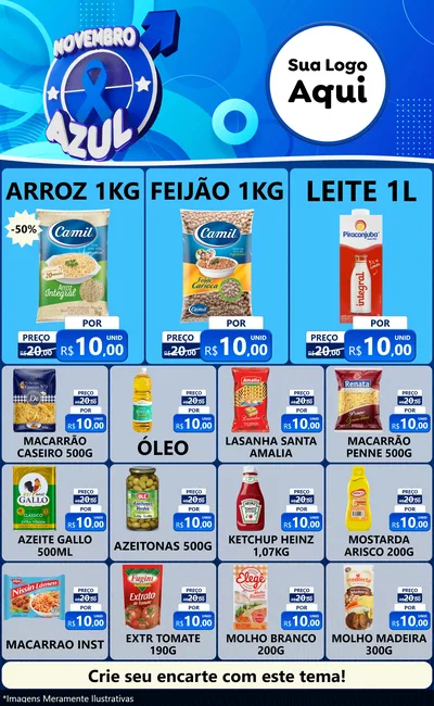 Modelo de Encarte para Encarte Grande com o tema Novembro Azul para Supermercado