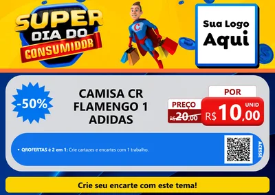 Modelo de Cartaz para Cartaz A4 Horizontal com o tema Super Dia do Consumidor para Roupas e acessórios