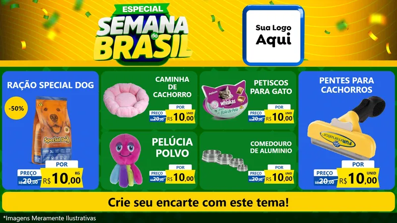 Modelo de TV para TV Horizontal com o tema Especial Semana do Brasil para Pet Shop