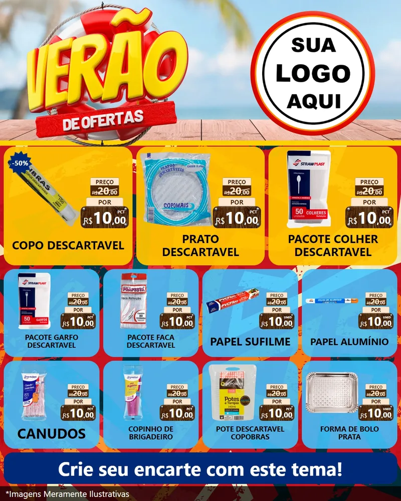 Modelo de Rede Social para Feed Instagram com o tema Verão de Ofertas para Embalagens