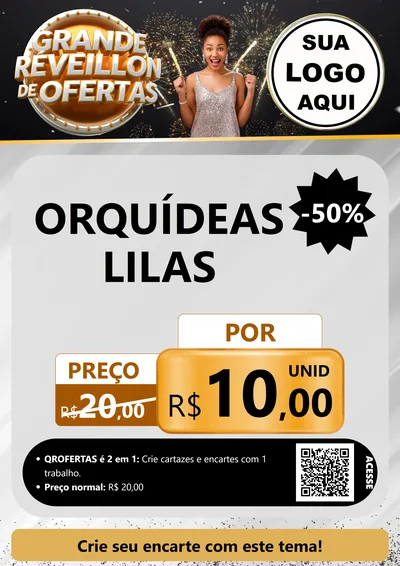 Modelo de Cartaz para Cartaz A4 Vertical com o tema Grande Réveillon de Ofertas para Floricultura e jardim