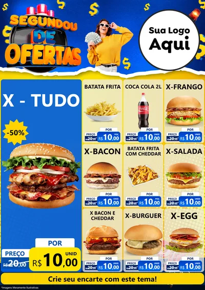 Modelo de Encarte para Encarte A4 Vertical com o tema Segundou de Ofertas para Hamburgueria