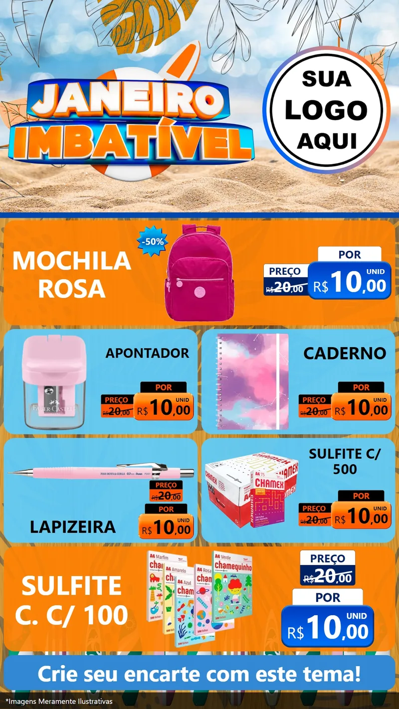 Modelo de TV para TV Vertical com o tema Janeiro Imbatível para Papelaria