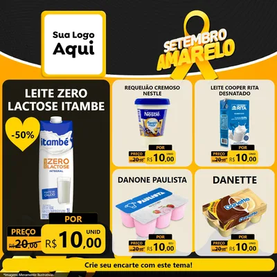 Modelo de Rede Social para Feed Facebook com o tema Setembro Amarelo para Frios e Laticínios