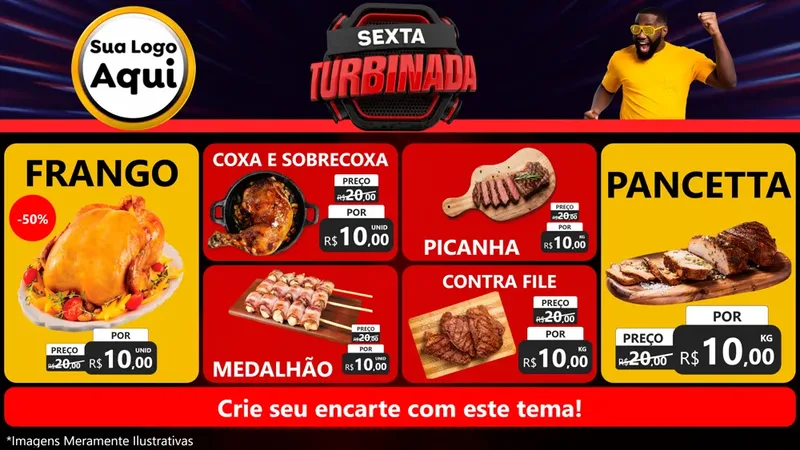 Modelo de TV para TV Horizontal com o tema Sexta Turbinada para Assados