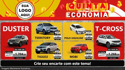 Modelo de TV para TV Horizontal com o tema Quinta da Economia para Concessionaria de Carros