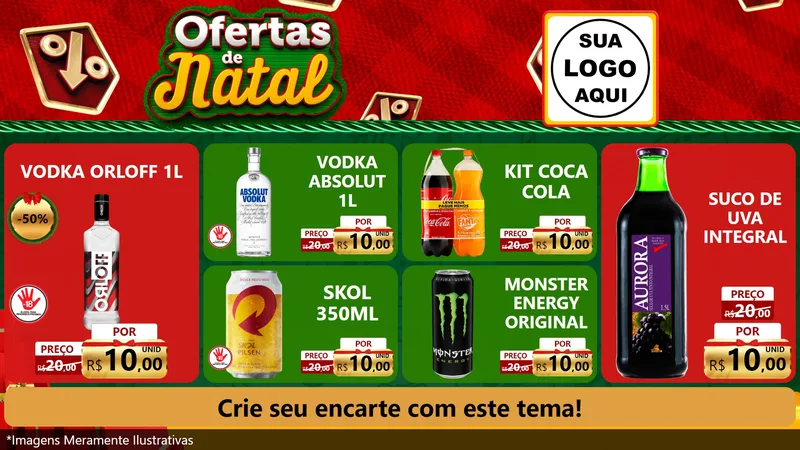 Modelo de TV para TV Horizontal com o tema Ofertas de Natal para Distribuidora de bebidas