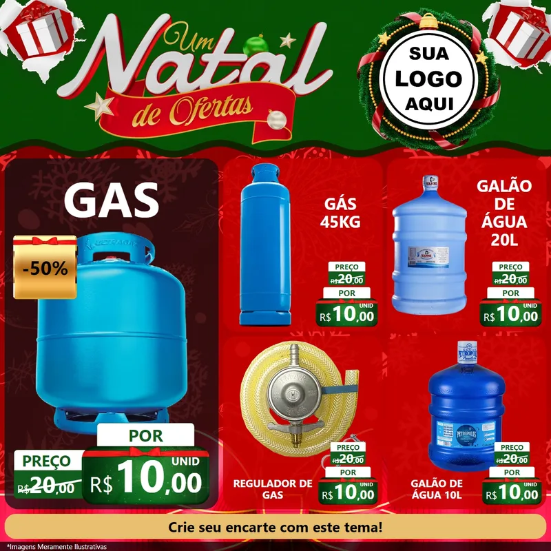 Modelo de Rede Social para Feed Facebook com o tema Um Natal de Ofertas para Água e gás