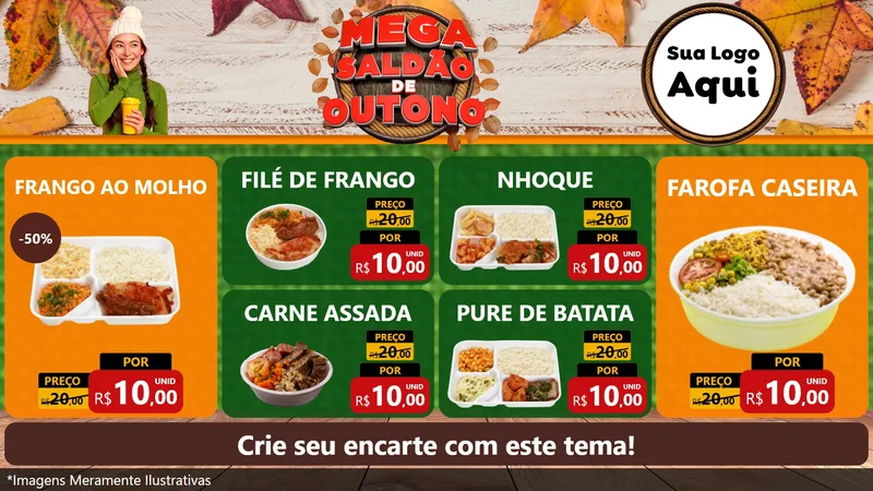 Modelo de TV para TV Horizontal com o tema Mega Saldão de Outono para Restaurante