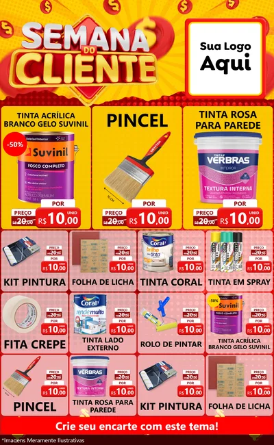 Modelo de Encarte para Encarte Grande com o tema Semana do Cliente para Tintas e Ferramentas