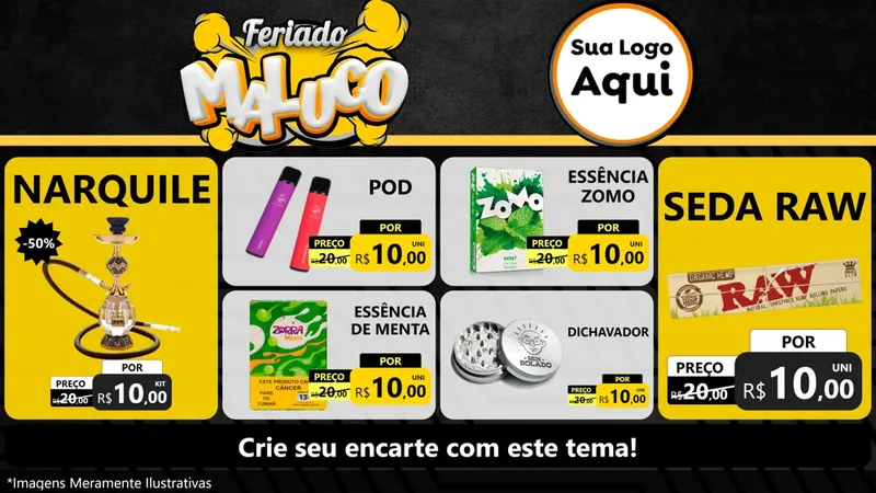 Modelo de TV para TV Horizontal com o tema Feriado Maluco para Tabacaria