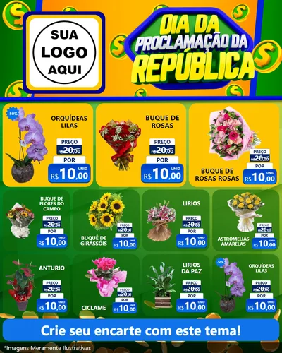Modelo de Rede Social para Feed Instagram com o tema Dia Da Proclamação da República para Floricultura e jardim