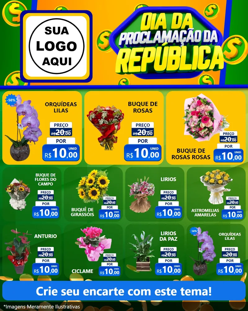Modelo de Rede Social para Feed Instagram com o tema Dia Da Proclamação da República para Floricultura e jardim