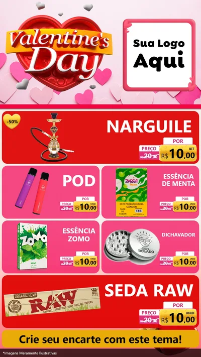 Modelo de TV para TV Vertical com o tema Valentine's Day para Tabacaria