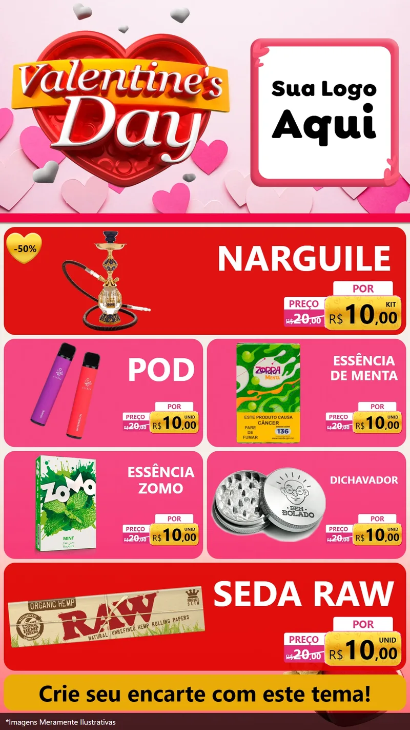 Modelo de TV para TV Vertical com o tema Valentine's Day para Tabacaria