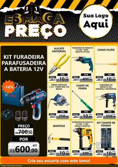 Modelo de Encarte para Encarte A4 Vertical com o tema Esmaga Preço para Maquinas e Ferramentas
