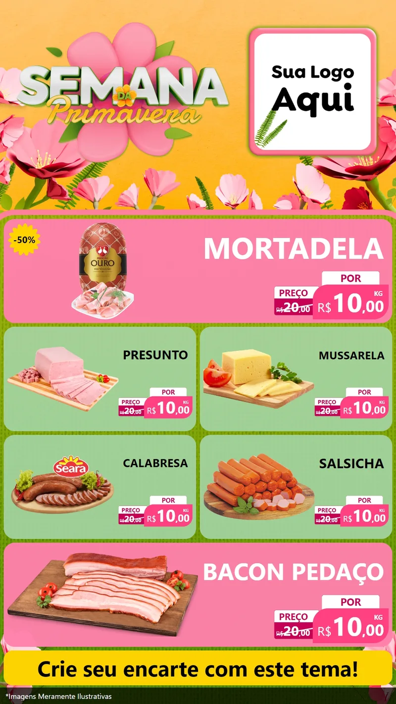 Modelo de TV para TV Vertical com o tema Semana da Primavera para Frios e Laticínios