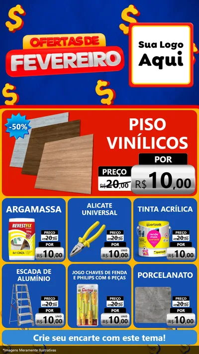 Modelo de Rede Social para Stories com o tema Ofertas de Fevereiro para Material para Construção