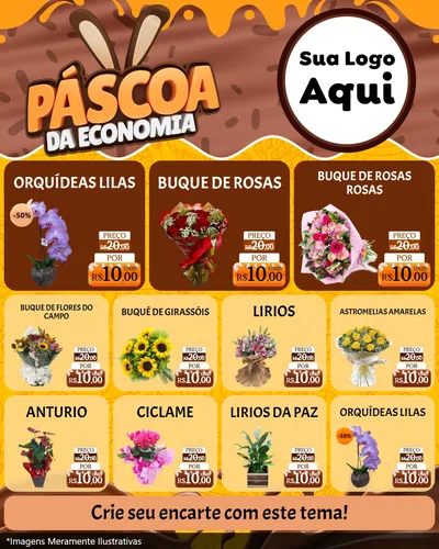 Modelo de Rede Social para Feed Instagram com o tema Páscoa da Economia para Floricultura e jardim