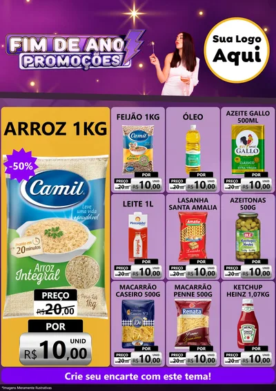 Modelo de Encarte para Encarte A4 Vertical com o tema Fim de Ano Promoções para Supermercado