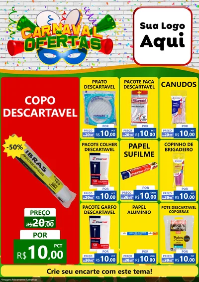 Modelo de Encarte para Encarte A4 Vertical com o tema Carnaval de Ofertas para Embalagens