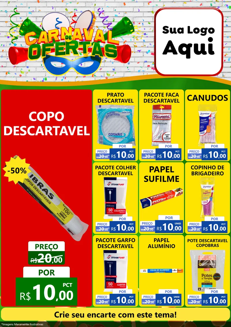Modelo de Encarte para Encarte A4 Vertical com o tema Carnaval de Ofertas para Embalagens