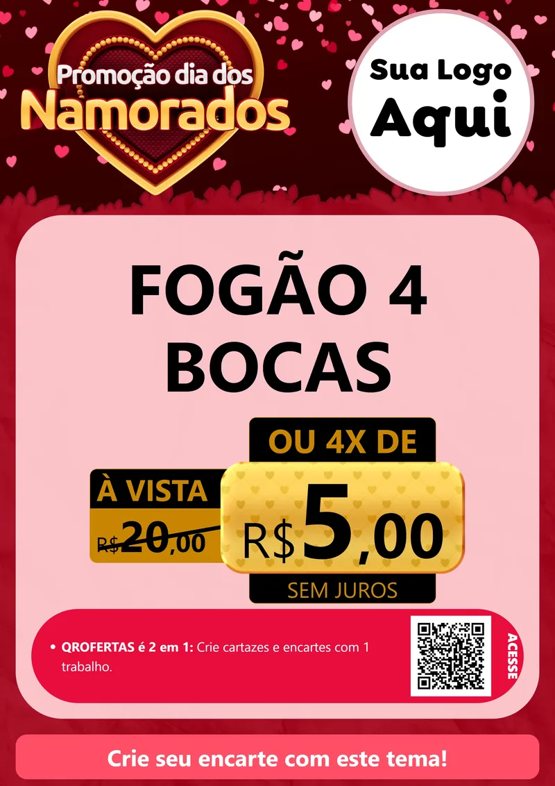 Modelo de Cartaz para Cartaz A4 Vertical com o tema Promoção Dia Dos Namorados para Móveis e Eletro