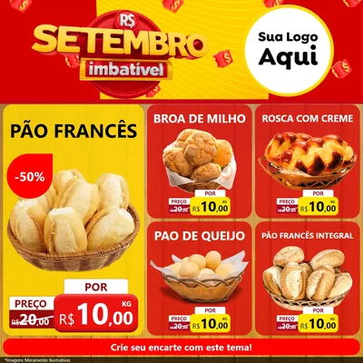 Modelo de Rede Social para Feed Facebook com o tema Setembro Imbatível para Padaria