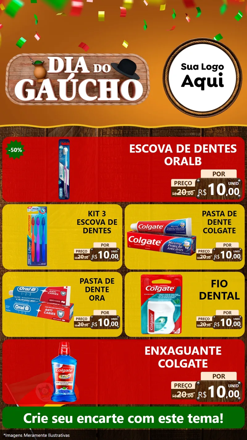 Modelo de TV para TV Vertical com o tema Dia do Gaúcho para Higiene Pessoal