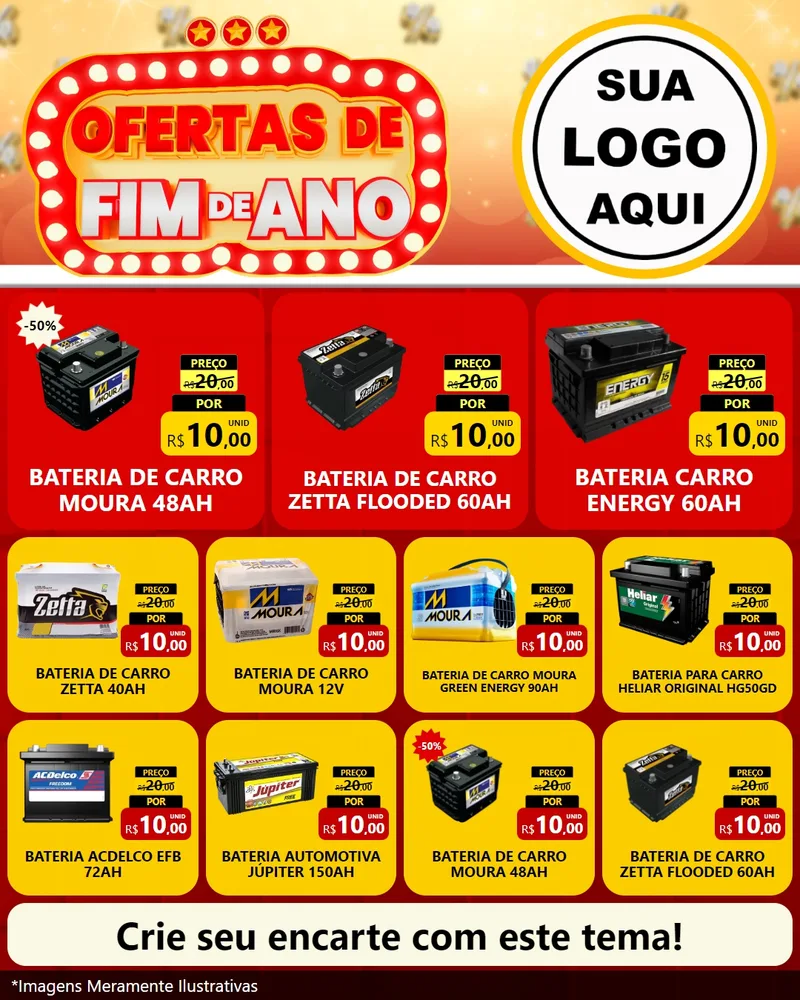 Modelo de Rede Social para Feed Instagram com o tema Ofertas de Fim de Ano para Baterias Elétricas