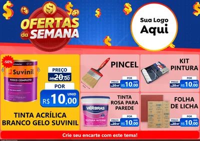 Modelo de Encarte para Encarte A4 Horizontal com o tema Ofertas Da Semana para Tintas e Ferramentas