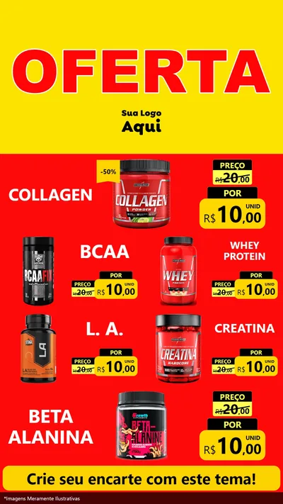 Modelo de TV para TV Vertical com o tema OFERTA - Vermelho Cartaz para Suplementos alimentares