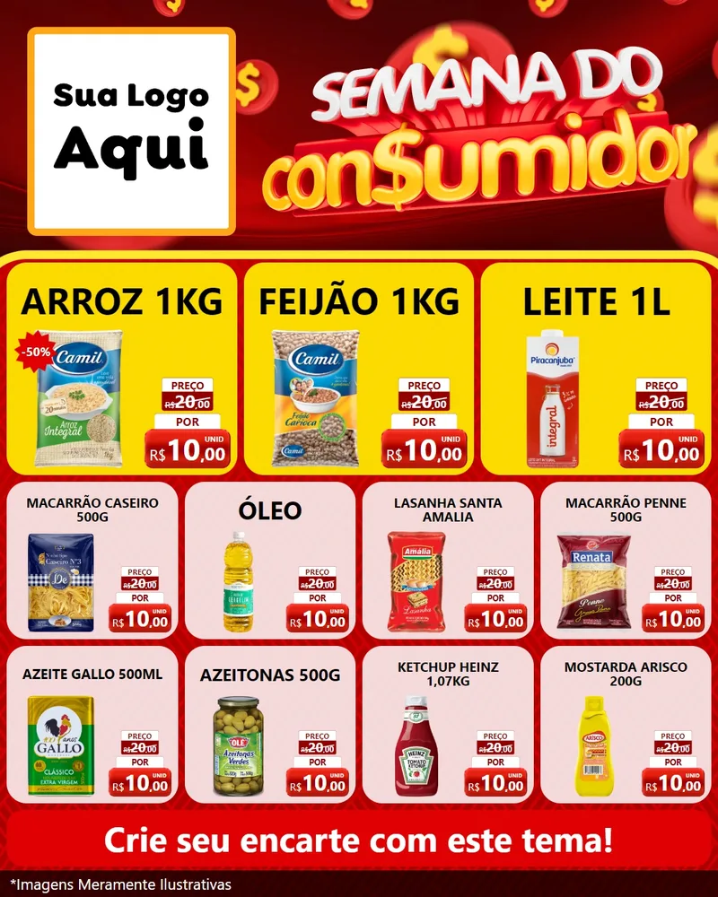 Modelo de Rede Social para Feed Instagram com o tema Semana do Consumidor para Supermercado