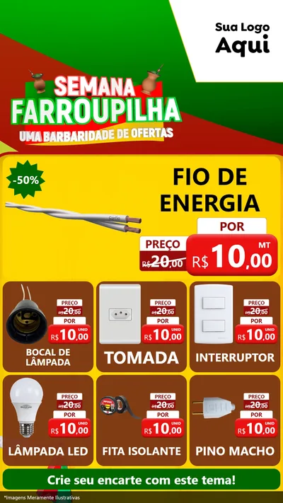 Modelo de Rede Social para Stories com o tema Semana Farroupilha - Uma Barbaridade de Ofertas para Materiais Elétricos