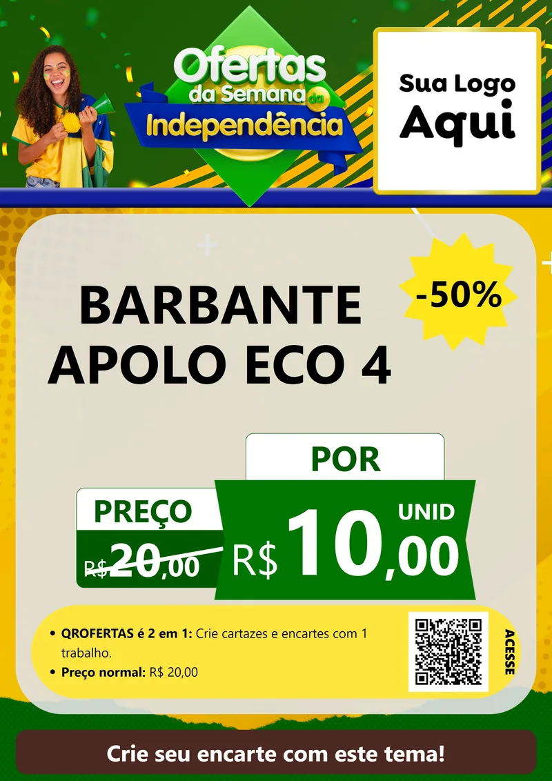 Modelo de Cartaz para Cartaz A4 Vertical com o tema Ofertas da Semana da Independência para Armarinho e Aviamentos