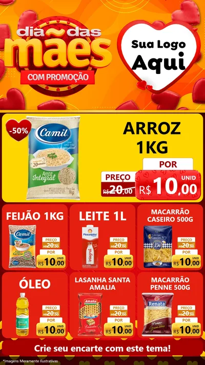 Modelo de Rede Social para Stories com o tema Dia das Mães com Promoção para Supermercado