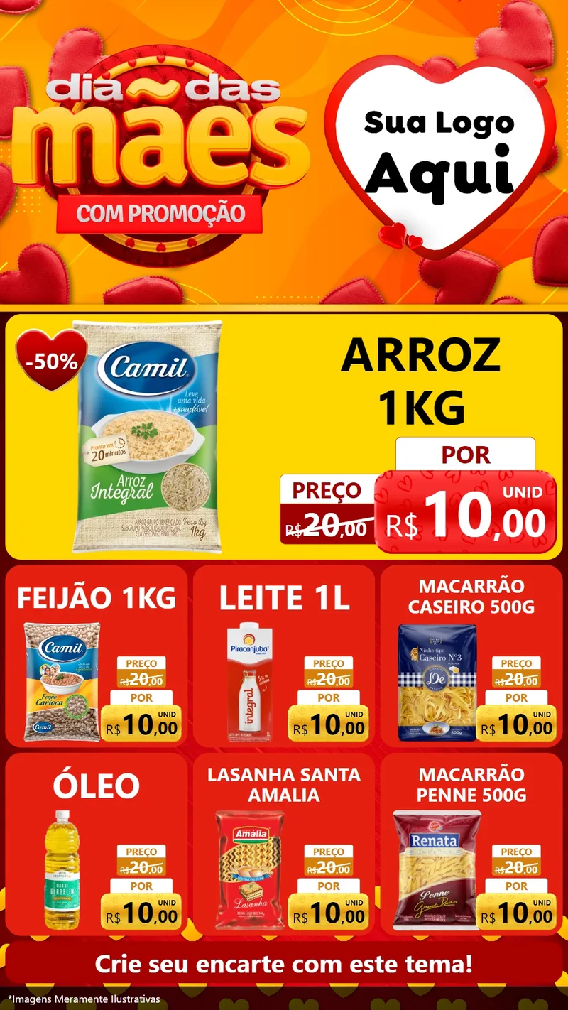 Modelo de Rede Social para Stories com o tema Dia das Mães com Promoção para Supermercado